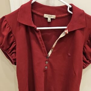 Burberry Women's Short Sleeve Polo Shirt in Burgundy